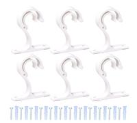 Juego de 6 perchas de techo para barras de cortina, soportes de montaje con tornillos para organización del hogar (blanco)