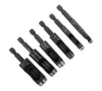 Juego de 6 perforadores huecos de acero al carbono con vástago hexagonal de 3/16-1/2 pulgadas para taladro eléctrico, corte preciso en cuero, vinilo, junta de goma de plástico