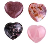 Juego de 6 piedras de corazón de cristal, surtido de piedras preciosas pulidas en forma de corazón para regalos, decoración del hogar, exhibición de escritorio, recuerdos de fiesta y colección, 3 cm x