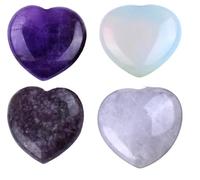 Juego de 6 piedras de corazón de cristal, surtido de piedras preciosas pulidas en forma de corazón para regalos, decoración del hogar, exhibición de escritorio, recuerdos de fiesta y colección, 3 cm x