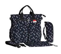 Juego de 6 piezas, bolsa mano for cambiar pañales bebé,incluye una variedad accesorios, juego bolsos for gran capacidad, viaje ligero, bolso,regalo práctico for recién nacidos(Black floral)