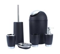 Juego de 6 Piezas de Accesorios para el baño: Cepillo de Inodoro, Vaso, jabonera, Soporte para Cepillo de Dientes y dispensador de jabón líquido; Organizador de baño de Resina