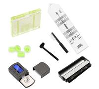 Juego de 6 piezas de ajuste para tocadiscos con báscula digital de brazo, plantilla sobresaliente, medidor de azimut y cepillo de limpieza, juego de agujas para tocadiscos USB para brazo de tono USB