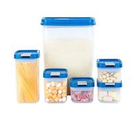 Juego de 6 piezas de caja de almacenamiento de alimentos de cocina,(3,4 l) (0,65 l), (0,35 l), (0,22 l). 1 unidad de 19x11x25, 1 unidad de 7,5x7,5x15,5, 1 unidad 7,5x7,5x9,5 y 3 unidades de 7,5x7,5x6,