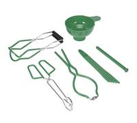 Juego de 6 piezas de kit de enlatado, pinzas antideslizantes para alimentos, llave elevadora de tarros, elevador de tapa magnético, medidor de embudo para conservas en el hogar, (Verde)