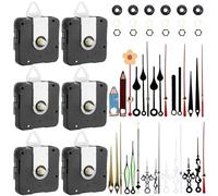 Juego de 6 piezas de mecanismo de cuarzo, silencioso, repuesto de 13 mm, 16 mm, 22 mm, eje largo y corto, funciona con pilas, mecanismo de reloj de pared, piezas de reparación de relojes, piezas de