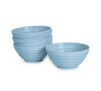 Juego de 6 Piezas de Vajilla Classic en Plástico Duro Reutilizable e Irrompible para Fiestas y Eventos. Azul (Cuencos 570 ml)