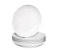 Juego de 6 Piezas de Vajilla Classic en Plástico Duro Reutilizable e Irrompible para Fiestas y Eventos. Blanco (Llanos 22 cm)