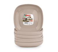 Juego de 6 Piezas de Vajilla Stilo con Acabado Brillante en Plástico Duro Reutilizable e Irrompible para Fiestas y Eventos. Marrón (Plato 17 cm)