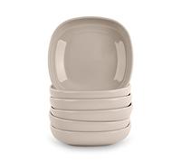 Juego de 6 Piezas de Vajilla Stilo con Acabado Brillante en Plástico Duro Reutilizable e Irrompible para Fiestas y Eventos. Beige (Plato 13 cm)