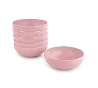 Juego de 6 Piezas de Vajilla Stilo con Acabado Brillante en Plástico Duro Reutilizable e Irrompible para Fiestas y Eventos. Rosa (Cuenco 16 cm)