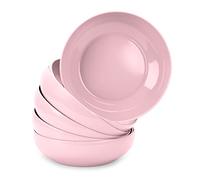 Juego de 6 Piezas de Vajilla Stilo en Plástico Duro Reutilizable e Irrompible para Fiestas y Eventos. Rosa (Plato Hondo 20 cm)