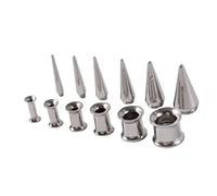 Juego de 6 piezas unisex 2 en 1 de acero inoxidable con tornillos de ajuste intercambiable, para túnel de oído, dilatador, dilatador de oreja de acero inoxidable