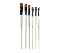Juego de 6 pinceles angulares de nailon para pintura de pelo acrílico, óleo, acuarela, artista, kit de pintura profesional, color blanco perla
