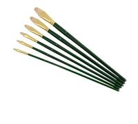 Juego de 6 pinceles de pintura al óleo con cerdas de cerdo verdes largas de madera de abedul en forma de avellana, pelo duro, acrílico ácido, suministros de arte