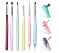 Juego de 6 pinceles para arte de uñas, juego de pinceles para diseño de uñas con pincel de esmalte de uñas para diseño de uñas, delineador, ovalado, filbert, ventilador, salón de arte de uñas y