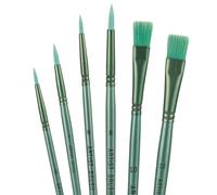 Juego de 6 Pinceles para Pintura Acrílica, Pinceles Profesionales de Nylon para Óleo Acuarela Gouache Detalles Finos & Trazos Amplios Principiantes & Expertos (Verde)