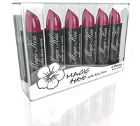 Juego de 6 pintalabios Magic Kiss con aloe vera que cambian de color, fabricado en EE. UU. (morado)