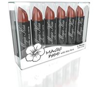 Juego de 6 pintalabios Magic Kiss con aloe vera que cambian de color, fabricado en EE. UU. (negro)