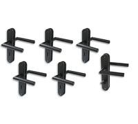 Juego de 6 placas largas para puerta de acero inoxidable negro para 5 puertas de habitación con perforación de barba y 1 puerta de baño y tirador de puerta