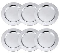 Juego de 6 platos de carga redondos de acero inoxidable, elegantes platos de servicio para mesa de comedor o decoración del hogar