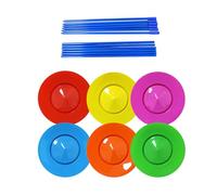 Juego de 6 platos de malabares de plástico, plato giratorio con 12 palos, práctico accesorio para adultos para entrenar las habilidades de equilibrio (colores mezclados)