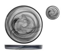 Juego de 6 Platos de Vidrio Negros Marca H&H Modelo alabastro de 33×4 cm