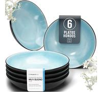 Juego de 6 platos hondos Ibiza - gres premium, resistente a los arañazos, apto para lavavajillas, microondas - Elegante juego de platos hondos - Platos de pasta hondos grandes - Pure Living vajilla