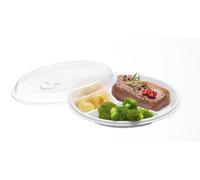 Juego de 6 Platos Microondas con Compartimentos y Tapas Plástico Blanco