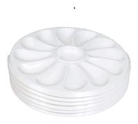 Juego de 6 platos para ostras de 12 compartimentos +1 para limón, salsa. Fabricación francesa fabricada en Francia con base de polipropileno para el hogar, el restaurante, diámetro de 30,5 cm, color