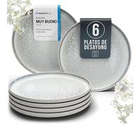 Juego de 6 Platos Pequeños Ibiza en Gres para Desayuno y Postre -Vajillas Completas para 6 Personas con Platos Modernos - Aptos para Lavavajillas y Microondas - Pure Living en beige claro