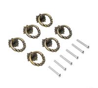 Juego de 6 pomos de aleación de zinc retro vintage con tornillos para cajón, puerta de aparador, armario para tiradores de anillo, juego de muebles de repuesto