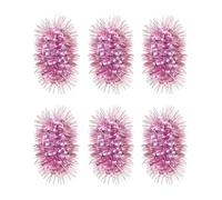 Juego de 6 pompones de animadora elástica para cola de caballo, para disfraz de fiesta para celebración de equipo, juego de voleibol (rosa)