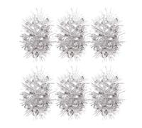 Juego de 6 pompones de animadora elástica para cola de caballo, para disfraz de fiesta para celebración de equipo, juego de voleibol (plateado)