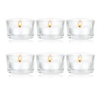 Juego de 6 Porta Velas Pequeñas 47x25mm Portavelas Cristal Pequeño Vasos de Porta Velas Cristal Decorativas Transparente para Decoración de Navidad, Salón, Mesa, Bodas y Fiestas