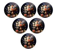 Juego de 6 posavasos botánicos de flores vintage, hermosas hojas, florero blanco y rosa, PVC, protección decorativa para el hogar, escritorio, oficina, boda, camping, sala de estar, cocina, resistente