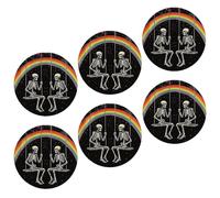 Juego de 6 posavasos con diseño de calavera, arco iris, romántico, con diseño de pareja dulce, columpio, elegante, artístico, iridiscente, PVC, a prueba de agua, para escritorio, patio, mesa, hotel