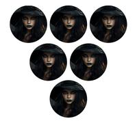 Juego de 6 posavasos de bruja para mujer, sombrero mágico gótico artístico, espeluznante, de piel negra, protege muebles, decoración del hogar, hotel, dormitorio, escritorio al aire libre, mesa de