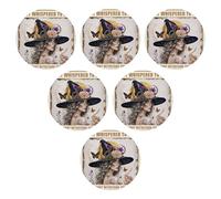Juego de 6 posavasos de bruja vintage con diseño de mariposa, sombrero mágico, flor botánica, luna, palabra, niña, naranja, negro, blanco, decoración de cuero, absorbente de agua, mesa de café, bar