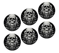 Juego de 6 posavasos de calavera con diseño de cráneo de galaxia del universo, estrella artística, divertida, novedad, color blanco y negro, de piel, protege muebles, decoración del hogar, hotel