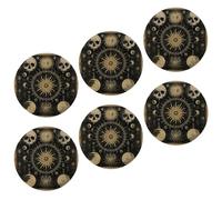 Juego de 6 posavasos de calavera con diseño de cráneo, flor, luna, constelación vintage, estético, gótico, negro, gris, cuero, protege muebles, decoración del hogar, hotel, dormitorio, escritorio al