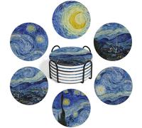 Juego de 6 posavasos de cerámica con diseños de pinturas de Van Gogh, ideales para mesa de centro, regalos y decoración del hogar (10