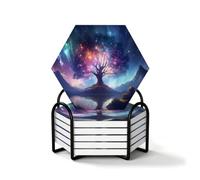 Juego de 6 posavasos de cerámica Galaxy Fantasy Tree