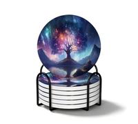 Juego de 6 posavasos de cerámica Galaxy Fantasy Tree