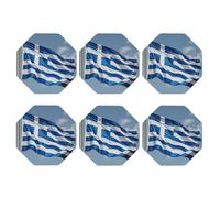 Juego de 6 posavasos de cuero con bandera griega para bebidas, antideslizantes, impermeables, divertidos, posavasos para mesa de cocina