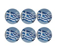 Juego de 6 posavasos de cuero con bandera griega para bebidas, antideslizantes, impermeables, divertidos, posavasos para mesa de cocina