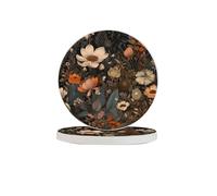 Juego de 6 posavasos de diatomita absorbentes de plantas botánicas, de secado rápido, para bebidas, tazas redondas, para mesa, bar, decoración del hogar