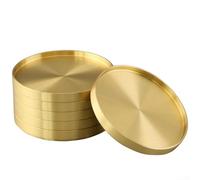 Juego de 6 posavasos de latón redondos para almohadillas para proteger superficies de tazas calientes, tazas de té y copas de vino con material de larga duración (1 unidad)