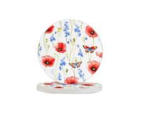 Juego de 6 posavasos de mariposa y amapola, absorbentes de diatomita, de secado rápido, para bebidas, tazas redondas, para mesa, bar, decoración del hogar