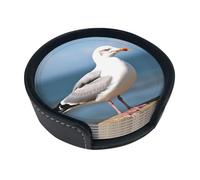 Juego de 6 posavasos de piel con diseño de gaviota para bebidas, para tazas, cocina, bar, decoración del hogar, regalo de inauguración de la casa